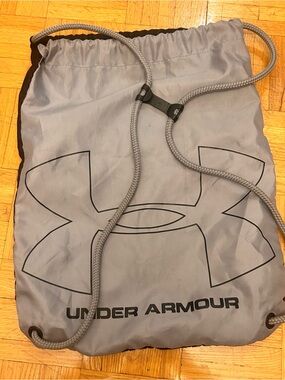 Under Armour Gray Black Logo Drawstring Gym Backpack